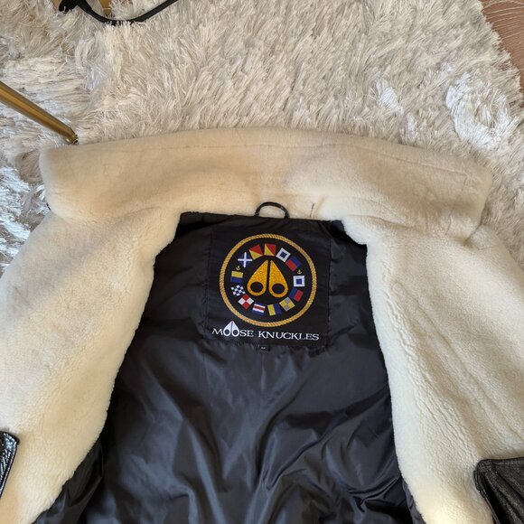 Moose Knuckles Churchbridge ShearlingTrim Down Moto Jacket NEW NO TAGS sizeSmall - Picture 15 of 16
